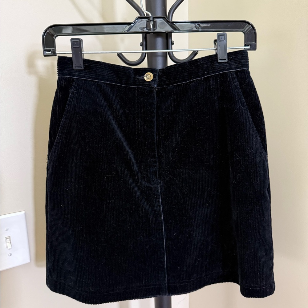 LOFT Black A-line Corduroy Mini Skirt